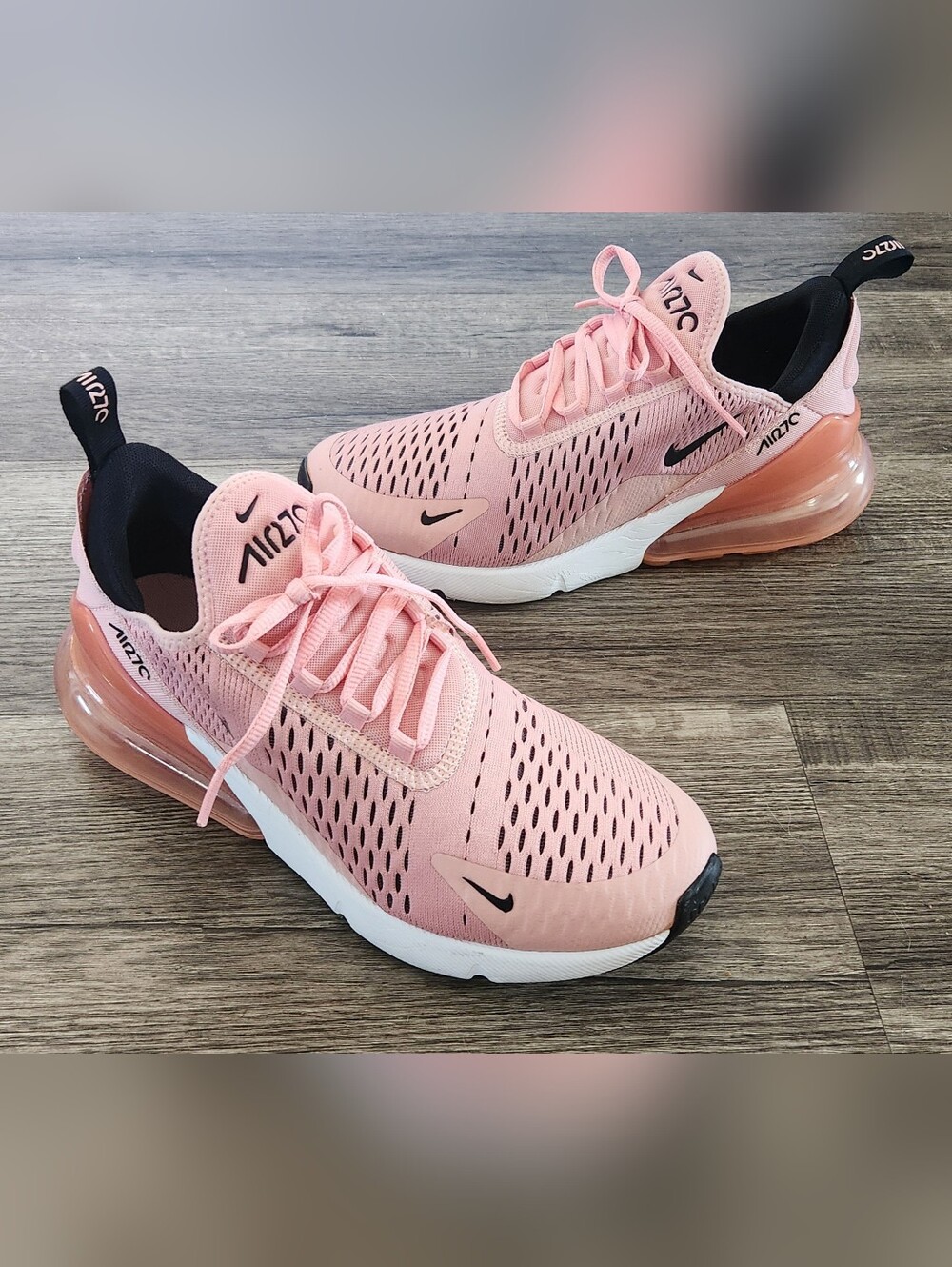 RARE Nike Airmax Air Max 270 Sz 8.5 Coral Stardust Pastel Light Pink Black White